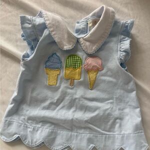 Blue Ice Cream Embroidered Kids Top